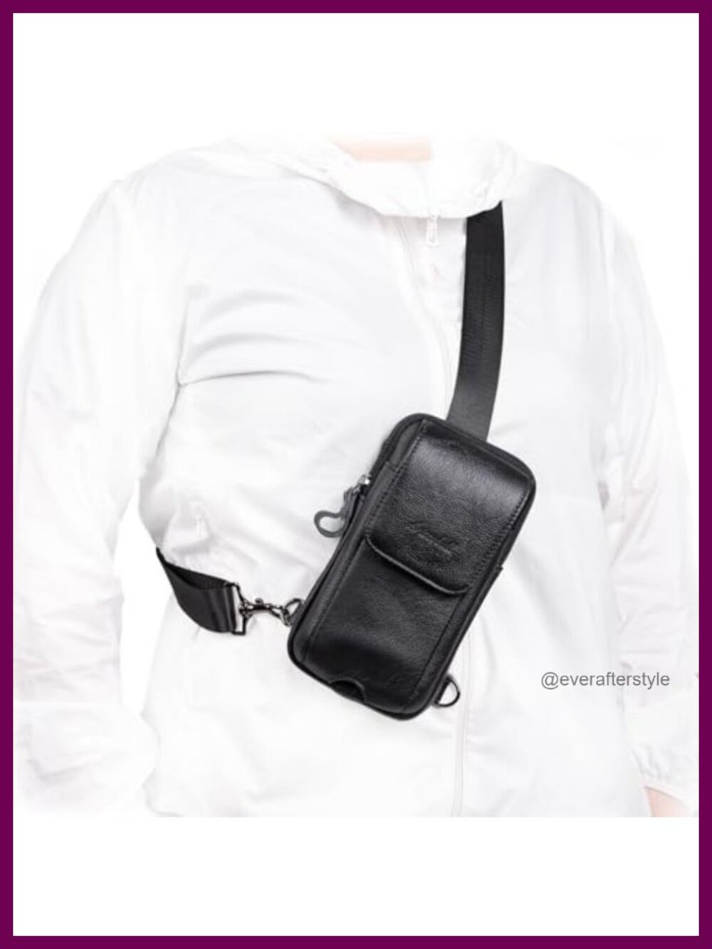 Genuine Leather Mini Sling Bag Crossbody with Charging Port